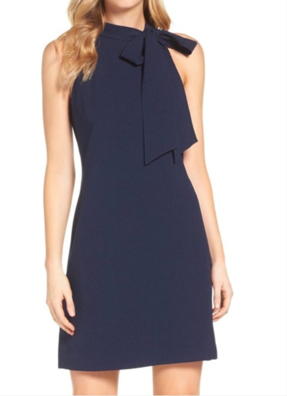 NWT Vince Camuto Halter Tie Neck A-Line Dress Size 6 | Navy Blue